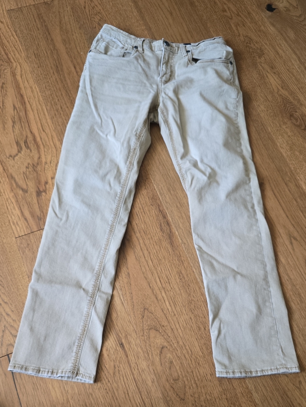 BKE Men's Light Beige Straight-Leg Jeans